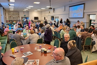 A group of people in a room