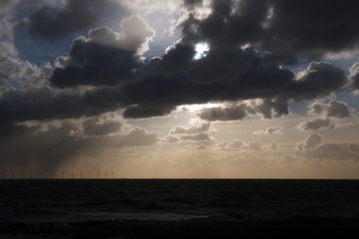 Dark morning clouds over the North Sea