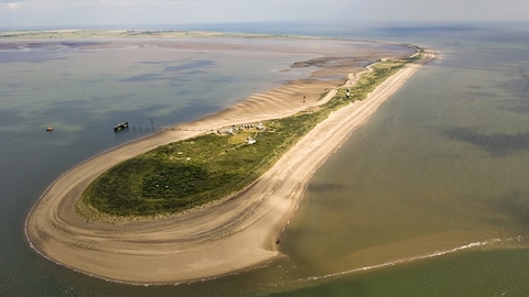 Aerial shot of Spurn Point peninsula at Spurn National Nature Reserve