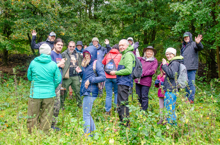 Group of people in woodland on a fungi ID walk