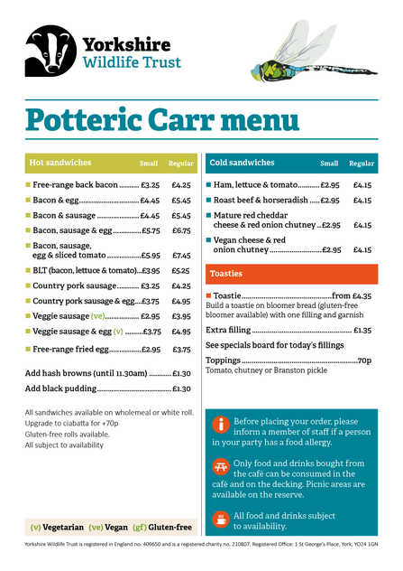 A cafe menu