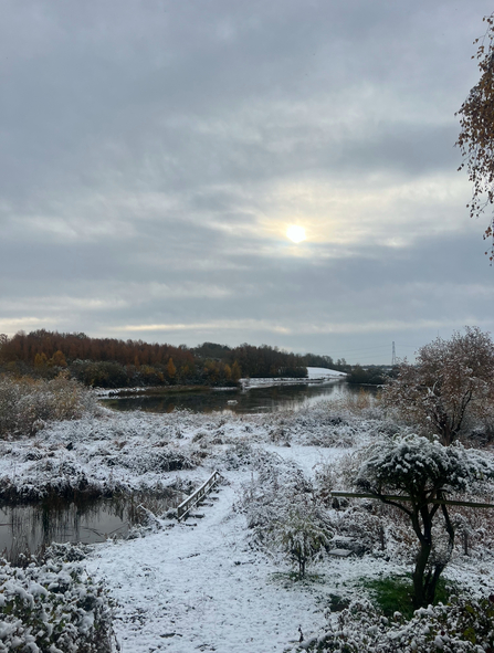 Thorpe Marsh reserve in winter with snow