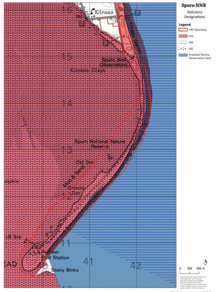 A map showing the designations around Spurn